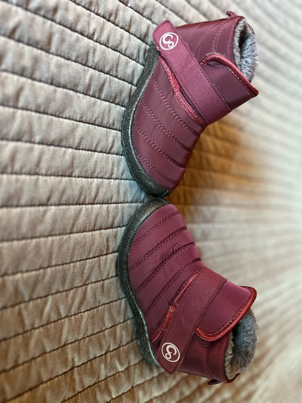 Kids Burgundy Winter Booties - Cozy Lined Slip-On